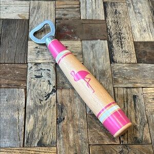 Flamingo Wooden Bottle Opener 6 1/2” Long